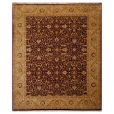 8x10 Burgundy, Light Gold, Brown Color Hand Knotted All-Over 100% Wool Traditional Oriental Rug