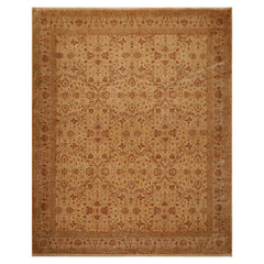 8x10 Tan, Brown, Coral Color Hand Knotted All-Over 100% Wool Traditional Oriental Rug