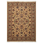 4x6 Tan, Blue, Taupe Color Hand Knotted All-Over 100% Wool Traditional Oriental Rug