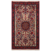 4x6 Ivory, Navy, Red Color Hand Knotted All-Over 100% Wool Traditional Oriental Rug