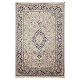 5x7 Beige, Navy, Rose Color Hand Knotted All-Over 100% Wool Traditional Oriental Rug