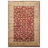 6x9 Wine, Taupe, Beige Color Hand Knotted All-Over 100% Wool Traditional Oriental Rug
