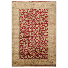 6x9 Wine, Taupe, Beige Color Hand Knotted All-Over 100% Wool Traditional Oriental Rug