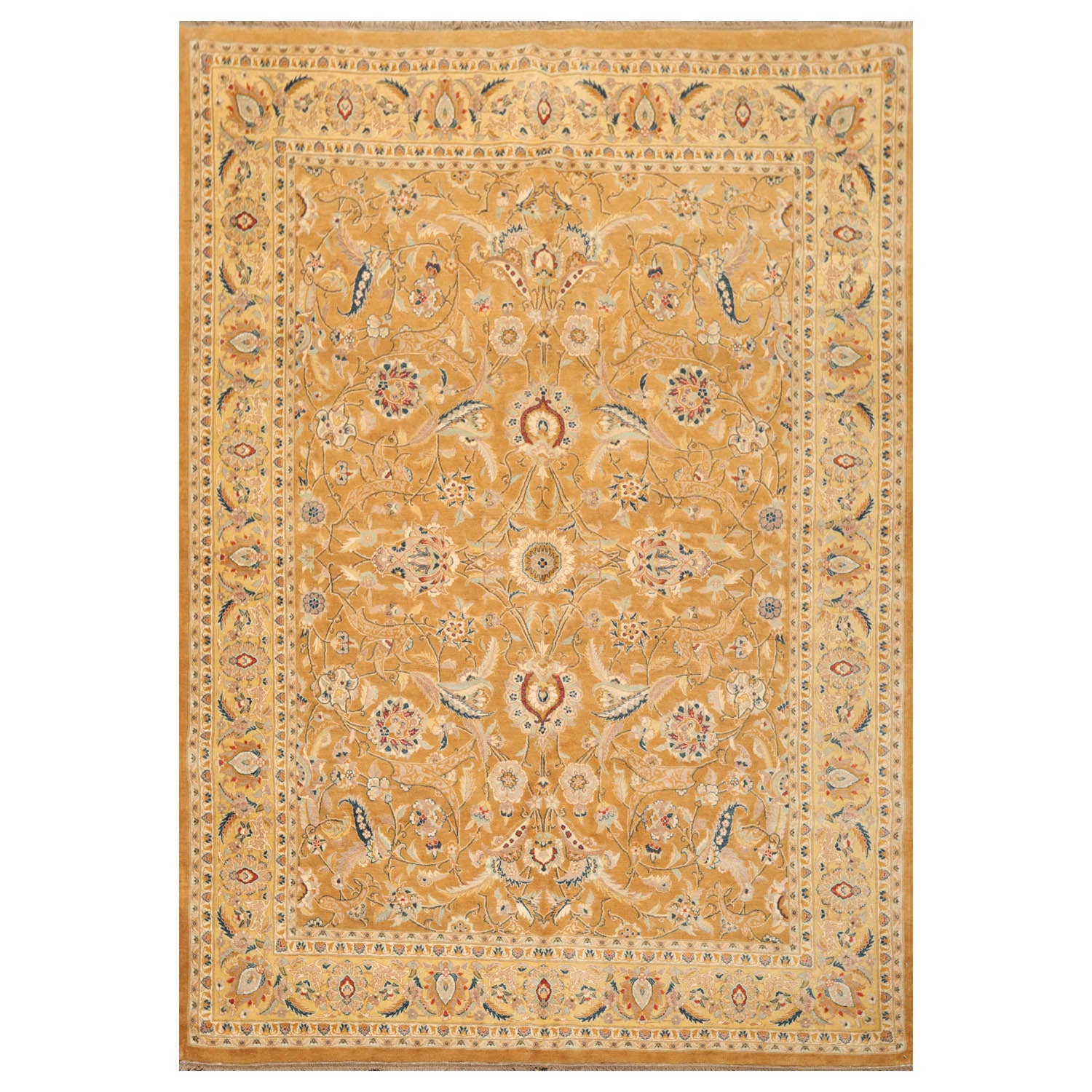 6x9 Caramel, Gold, Beige Color Hand Knotted All-Over 100% Wool Traditional Oriental Rug