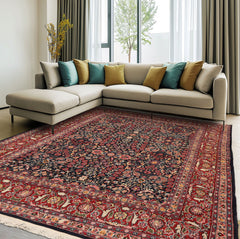 6x9 Black, Gray, Green Color Hand Knotted All-Over 100% Wool Traditional Oriental Rug