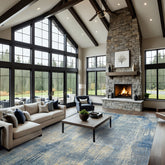 8x10 Beige, Blue, Color Hand Knotted Sherpa Wool and Silk Modern & Contemporary Oriental Rug