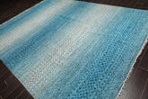9x12 Aqua, Beige, Gray Color Hand Knotted Grass 100% Wool Modern Oriental Rug