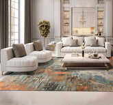 8x10 Beige, Coral, Aqua Color Hand Knotted Sherpa Wool and Silk Modern & Contemporary Oriental Rug