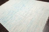 8x10 Ivory, Aqua, Blue Color Hand Knotted All-Over 100% Wool Modern Oriental Rug
