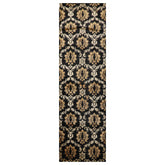 Runner Black, Gold, Beige Color Hand Knotted All-Over 100% Wool Transitional Oriental Rug