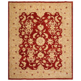 8x10 Rust, Tan, Light Gold Color Hand Knotted All-Over 100% Wool Traditional Oriental Rug
