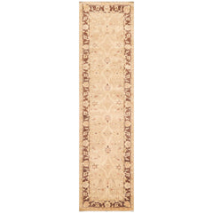 Runner Wheat, Brown, Beige Color Hand Knotted All-Over 100% Wool Traditional Oriental Rug