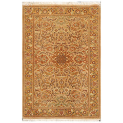 3x5 Tan, Gold, Ivory Color Hand Knotted All-Over 100% Wool Traditional Oriental Rug