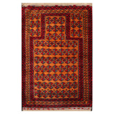 3x5 Orange, Red, Gray Color Hand Knotted All-Over 100% Wool Traditional Oriental Rug