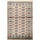 3x5 Beige, Turquoise, Rose Color Hand Knotted All-Over 100% Wool Traditional Oriental Rug