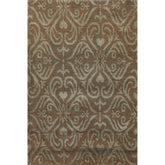 2x3 Tan, Green, Color Hand Knotted All-Over Wool & Silk Transitional Oriental Rug
