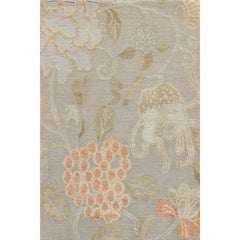 2x3 Gray, Blue, Sage Color Hand Knotted All-Over Wool & Silk Transitional Oriental Rug