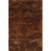 2x3 Brown, Green, Color Hand Knotted All-Over Wool & Silk Transitional Oriental Rug