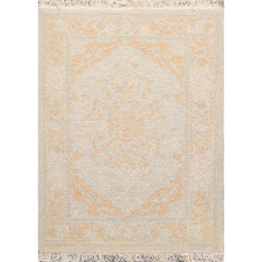 2x3 Gray, Tan, Beige Color Hand Knotted All-Over 100% Wool Transitional Oriental Rug