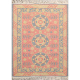 2x3 Rose, Blue, Gold Color Hand Knotted All-Over 100% Wool Transitional Oriental Rug