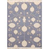 2x3 Blue, Ivory, Tan Color Hand Knotted All-Over 100% Wool Transitional Oriental Rug