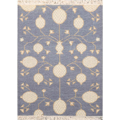 2x3 Blue, Ivory, Tan Color Hand Knotted All-Over 100% Wool Transitional Oriental Rug