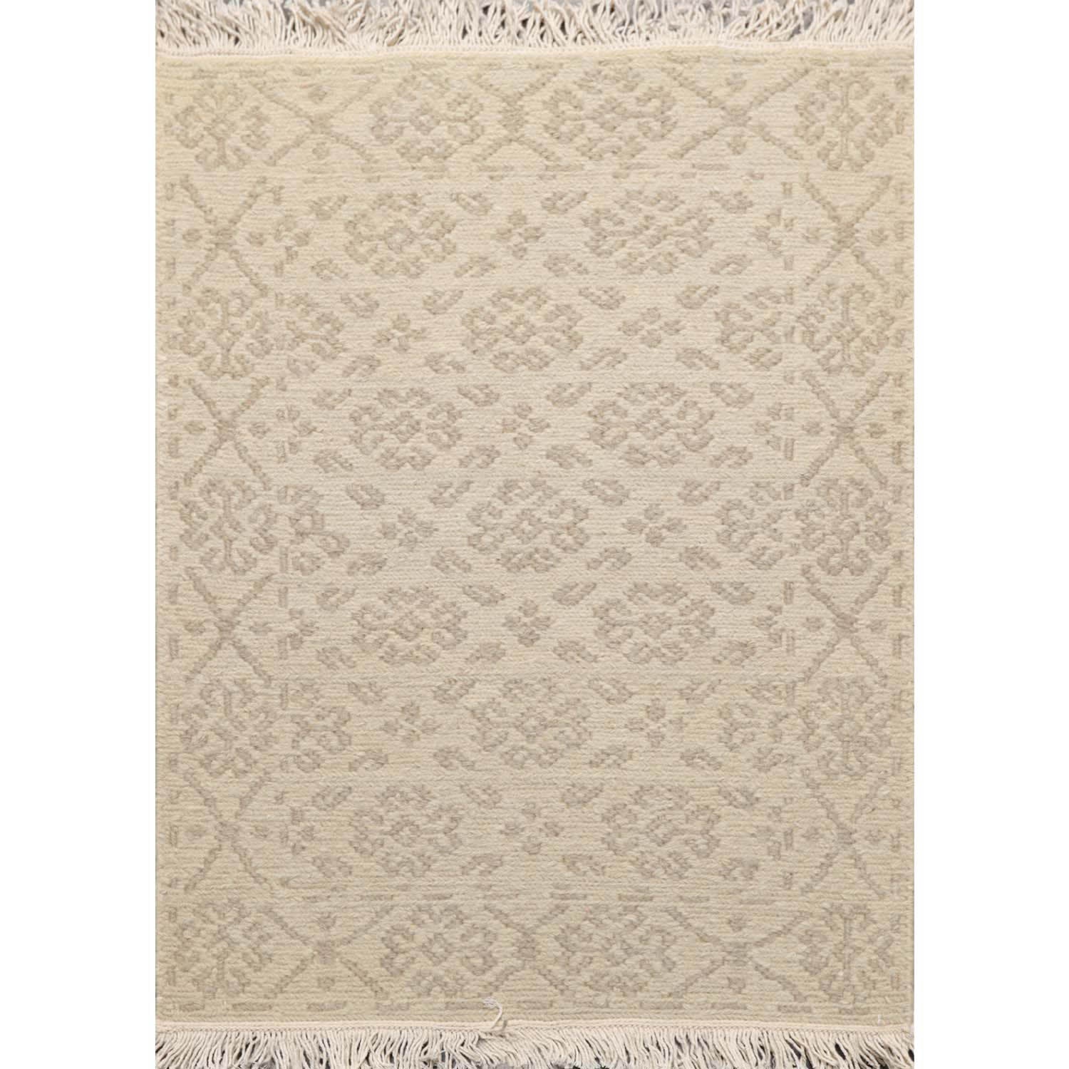 2x3 Tone on Tone Beige, , Color Hand Knotted All-Over 100% Wool Transitional Oriental Rug