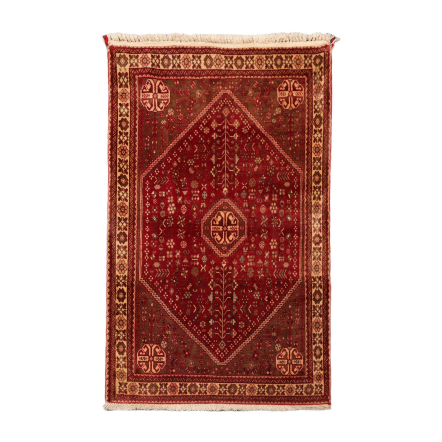 3x5 Ruby, Brown, Beige Color Hand Knotted All-Over 100% Wool Traditional Oriental Rug