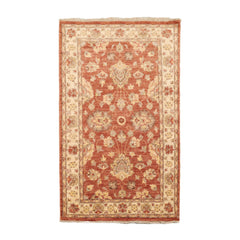 3x5 Peach, Beige, Gray Color Hand Knotted All-Over 100% Wool Traditional Oriental Rug