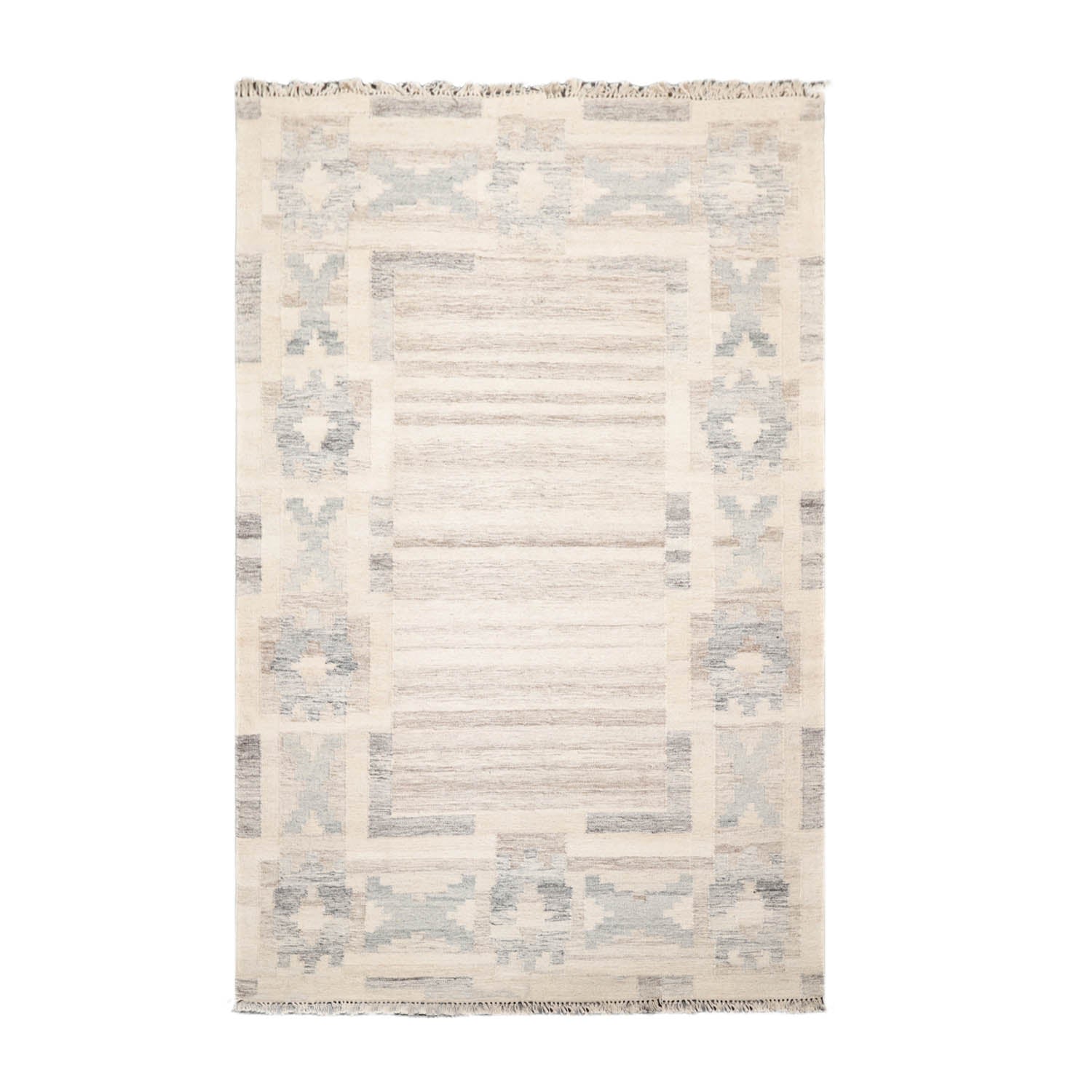 5x7 Beige, Gray, Brown Color Hand Woven All-Over 100% Wool Southwestern Oriental Rug