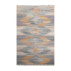 5x7 Gray, Beige, Caramel Color Hand Woven All-Over 100% Wool Southwestern Oriental Rug