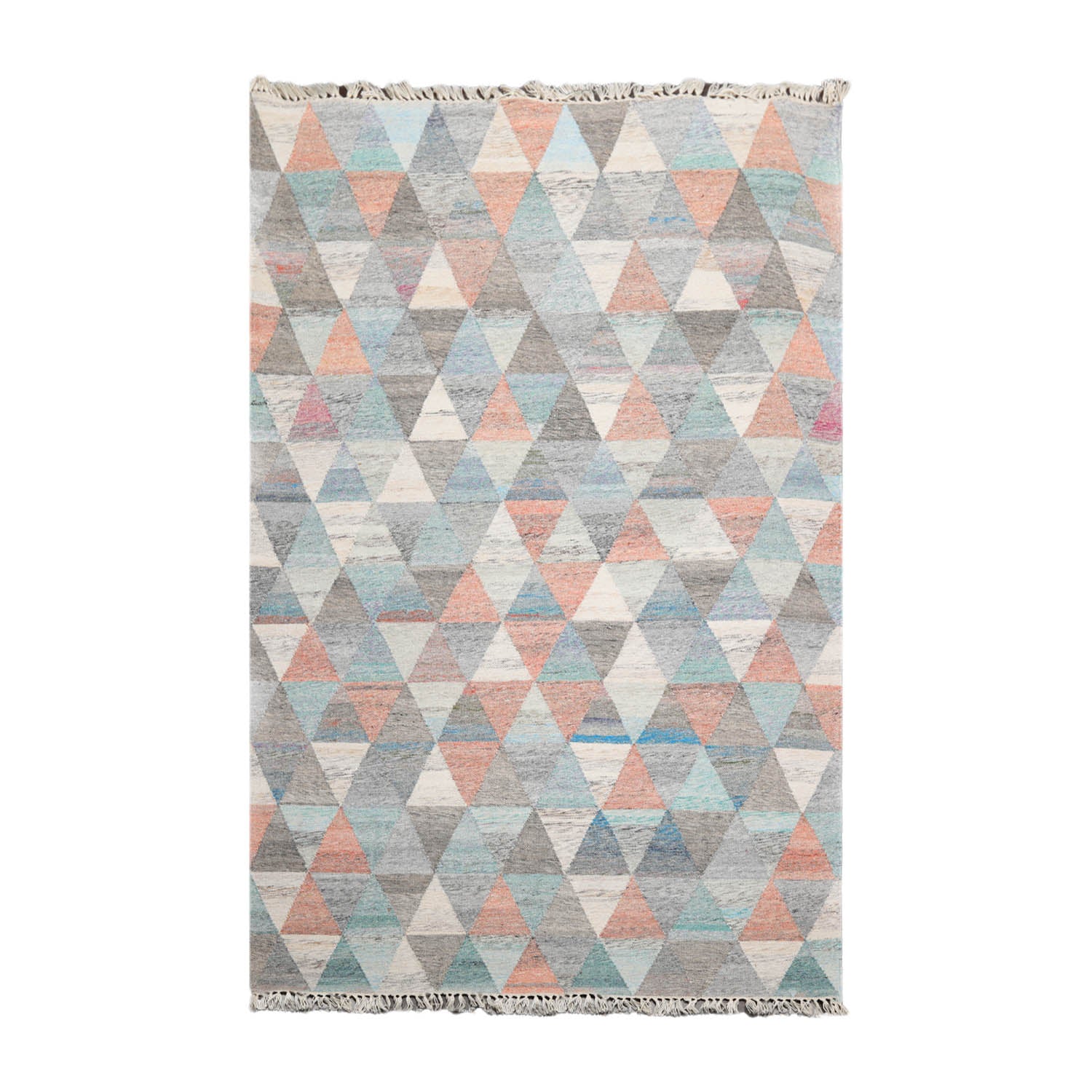 5x7 Beige, Red, Peach Color Hand Woven All-Over 100% Wool Modern Oriental Rug