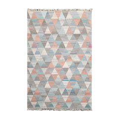 5x7 Beige, Red, Peach Color Hand Woven All-Over 100% Wool Modern Oriental Rug