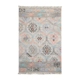 5x7 Beige, Gray, Peach Color Hand Woven All-Over 100% Wool Southwestern Oriental Rug