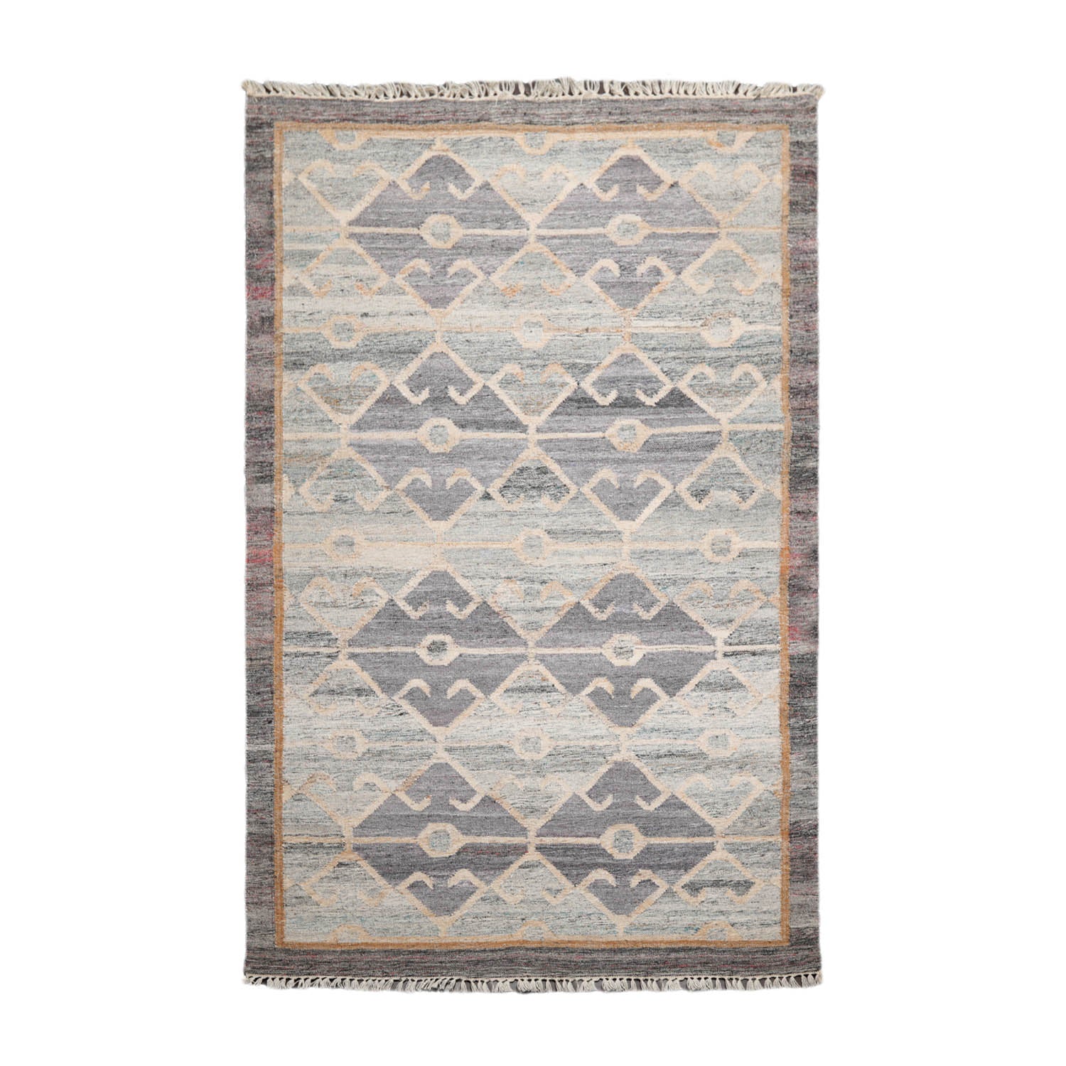 5x7 Gray, Beige, Brown Color Hand Woven All-Over 100% Wool Southwestern Oriental Rug