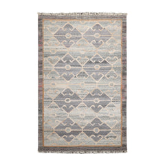 5x7 Gray, Beige, Brown Color Hand Woven All-Over 100% Wool Southwestern Oriental Rug