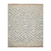 5x7 Beige, Teal, Color Hand Woven All-Over 100% Wool Southwestern Oriental Rug