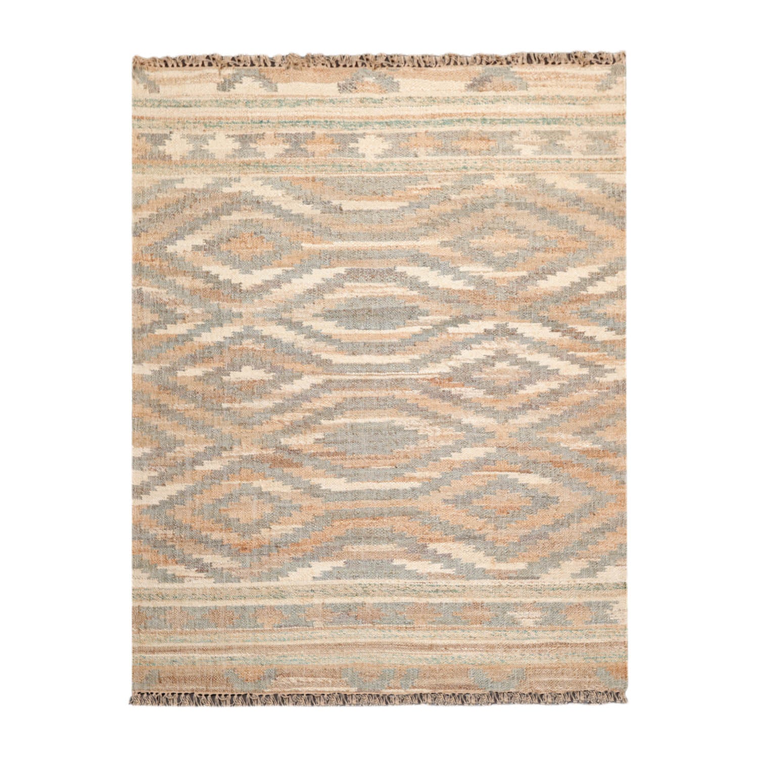5x7 Beige, Caramel, Gray Color Hand Woven All-Over 100% Wool Southwestern Oriental Rug