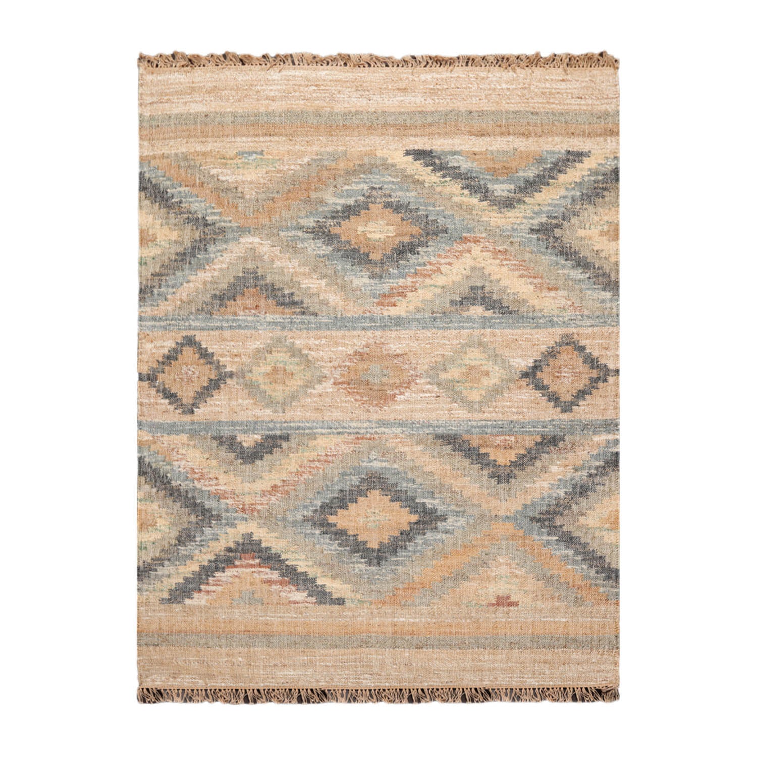 5x7 Beige, Caramel, Gray Color Hand Woven All-Over 100% Wool Southwestern Oriental Rug