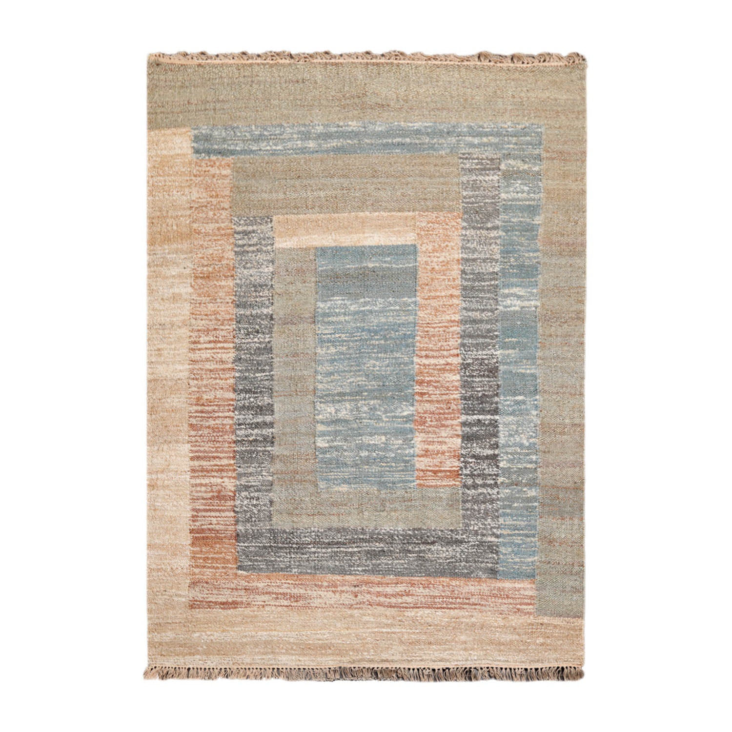 5x7 Blue, Gray, Beige Color Hand Woven All-Over 100% Wool Modern Oriental Rug