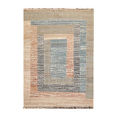 5x7 Blue, Gray, Beige Color Hand Woven All-Over 100% Wool Modern Oriental Rug