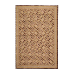 6x9 Tan, Brown, Chocolate Color Hand Knotted All-Over 100% Wool Traditional Oriental Rug