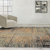 8x10 Gray, Blue, Peach Color Hand Knotted Sherpa Wool & Silk Modern Oriental Rug