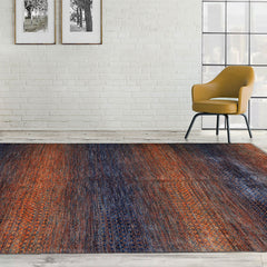 9x12 Orange, Navy, Color Hand Knotted Grass 100% Wool Modern Oriental Rug