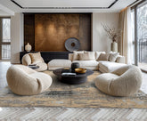 8x10 Beige, Tan, Gray Color Hand Knotted Abstract Wool Modern Oriental Rug