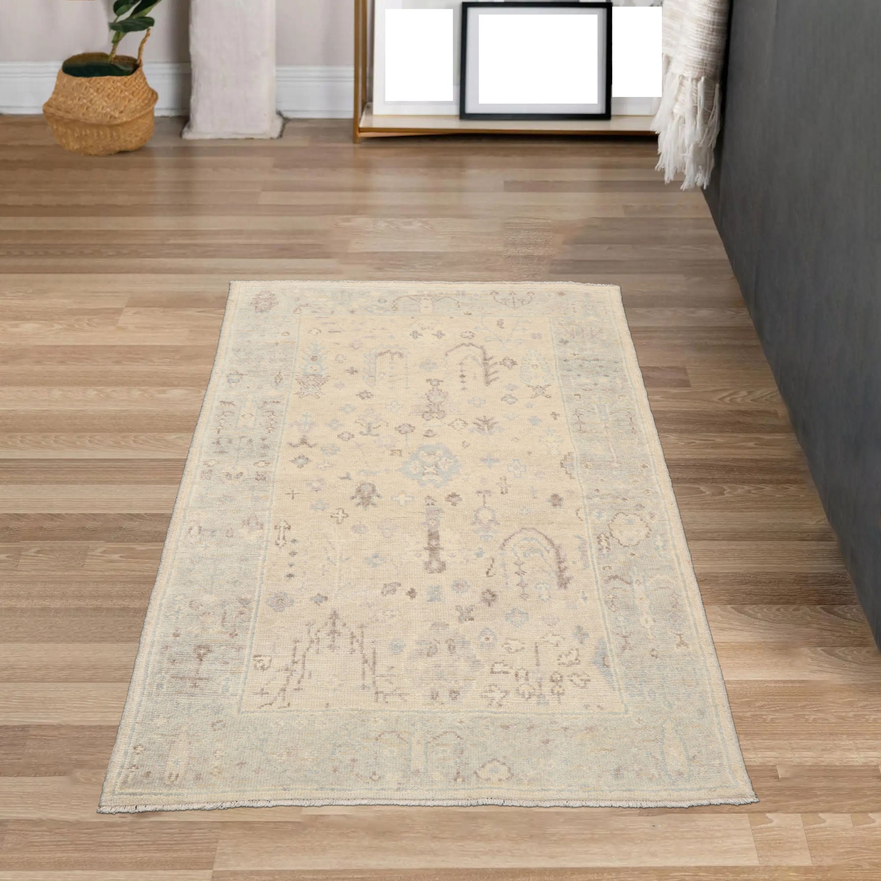 3x5 Beige
Aqua Brown Color Hand Knotted Oushak 100% Wool Traditional Oriental Rug