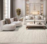 8x10 Beige, Gray, Brown Color Hand Knotted Wool and Bamboo Silk Modern Oriental Rug