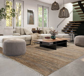 8x10 Moss, Gray, Beige Color Hand Knotted Wool and Bamboo Silk Modern Oriental Rug