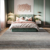 8x10 Beige, Slate, Blue Color Hand Knotted Wool and Bamboo Silk Modern Oriental Rug