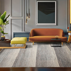 8x10 Beige, Gray, Brown Color Hand Knotted Wool and Bamboo Silk Modern Oriental Rug